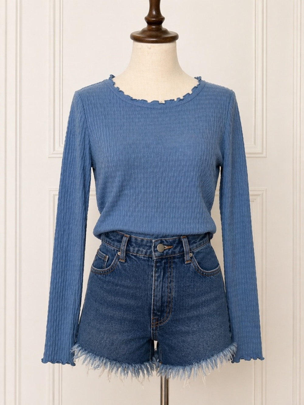 NWT Wonderly Light Blue Knit Top XL - 60% Cotton Blend